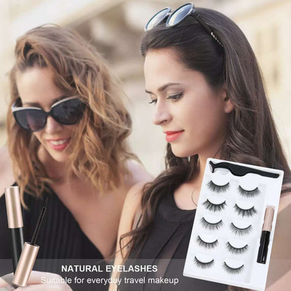 Magnetic False Eyelashes Set Five with Liquid Eyeliner Packaged - Teleplus magnetic false eyelashes liquid eyeliner set