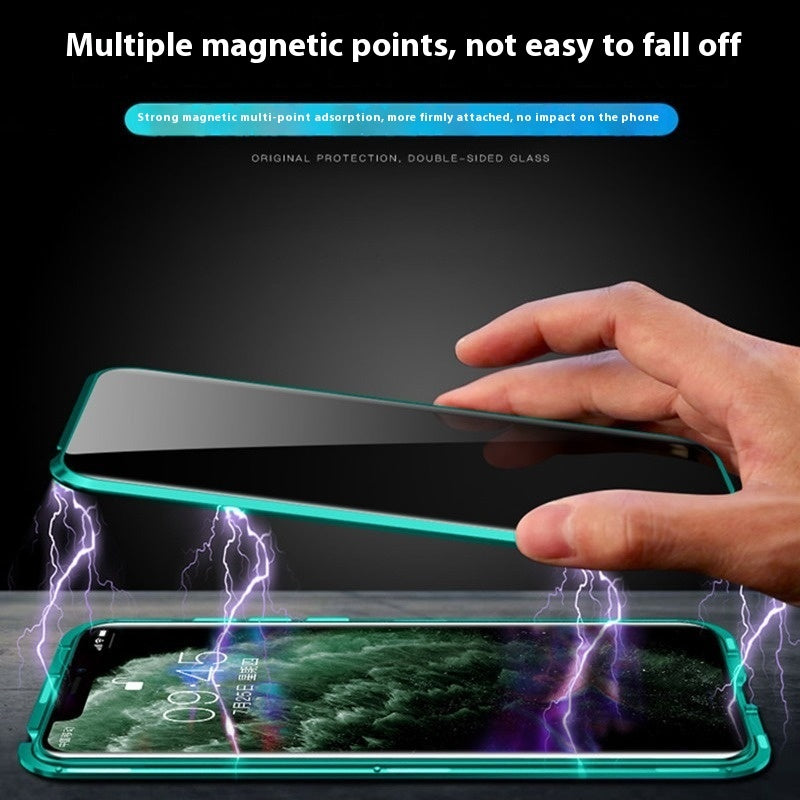 Magnetic King Metal Glass Phone Case with Transparent Colors for Apple Devices - Teleplus magnetic king metal glass