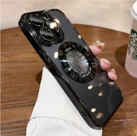 Magnetic Magnifier Phone Case Electroplated PC - Magnetic Magnifier Phone Case with Bottom Dust Screen