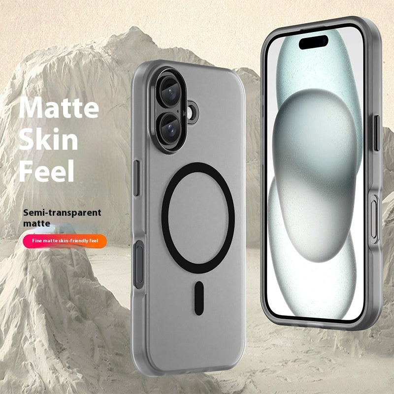 Magnetic Matte Skin Translucent Phone Case with Shockproof and Anti-Fall Features - for Vibes magnetic matte skin