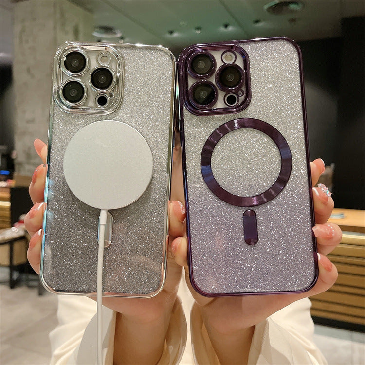 Magnetic Phone Case with Electroplating Soft Shell for Apple Devices - magnetic phone case electroplating soft shell