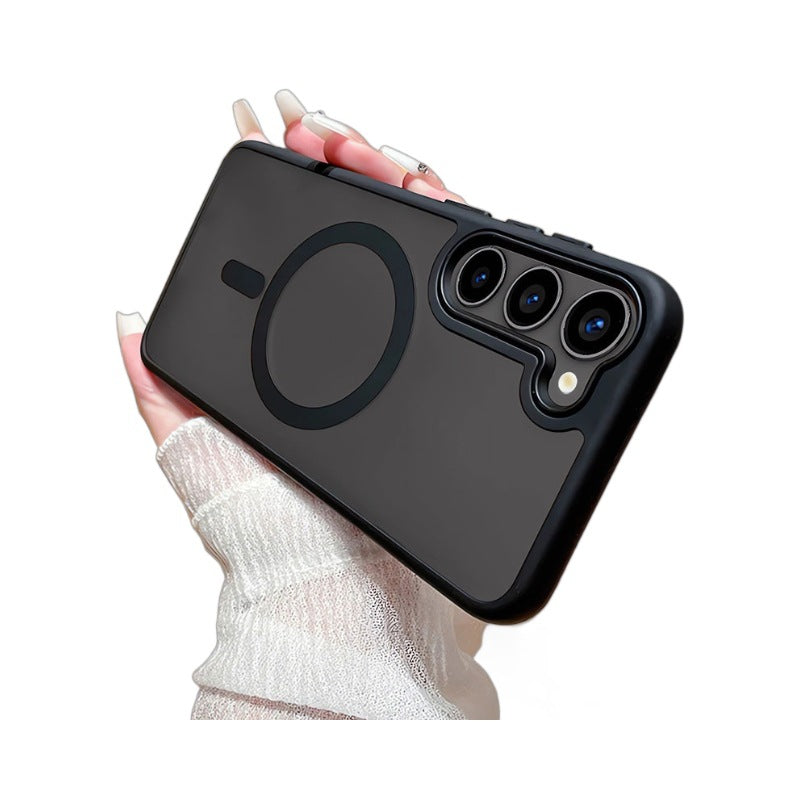 Magnetic Phone Case Skin-Absorbing Matte for Samsung with Shockproof and Anti-Fall Benefits - Black phone case magnetic