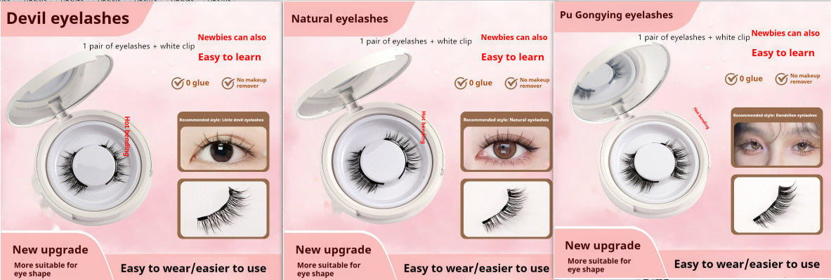 Magnetic Suction False Eyelashes Mink 9-14 Colors with White Clips Supernatural Magnet - Teleplus magnetic suction