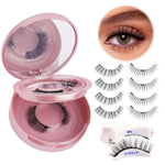 Magnetic Suction False Eyelashes Set with Applicator Tool Lightweight Fiber - magnetic suction false eyelashes set