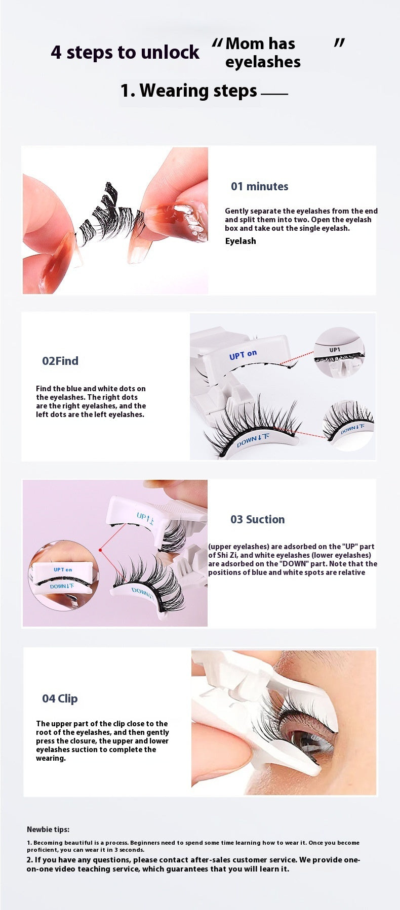 Magnetic Suction False Eyelashes Set with Cotton Dry See Package - Teleplus piece magnetic suction false eyelashes