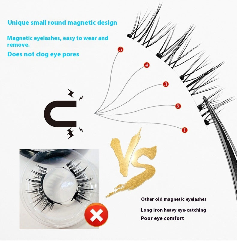 Magnetic Suction False Eyelashes Set with Cotton Dry See Package - Teleplus piece magnetic suction false eyelashes
