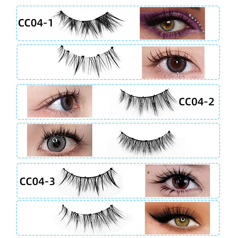 Magnetic Suction False Eyelashes Set with Cotton Dry See Package - Teleplus piece magnetic suction false eyelashes