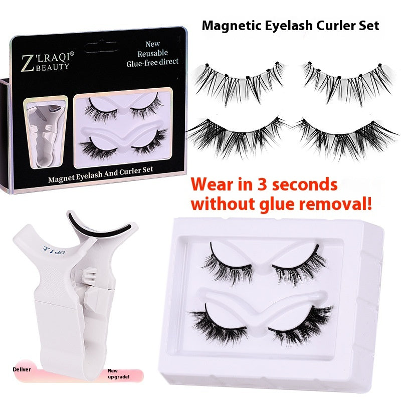 Magnetic Suction False Eyelashes Set with Cotton Dry See Package - Teleplus piece magnetic suction false eyelashes