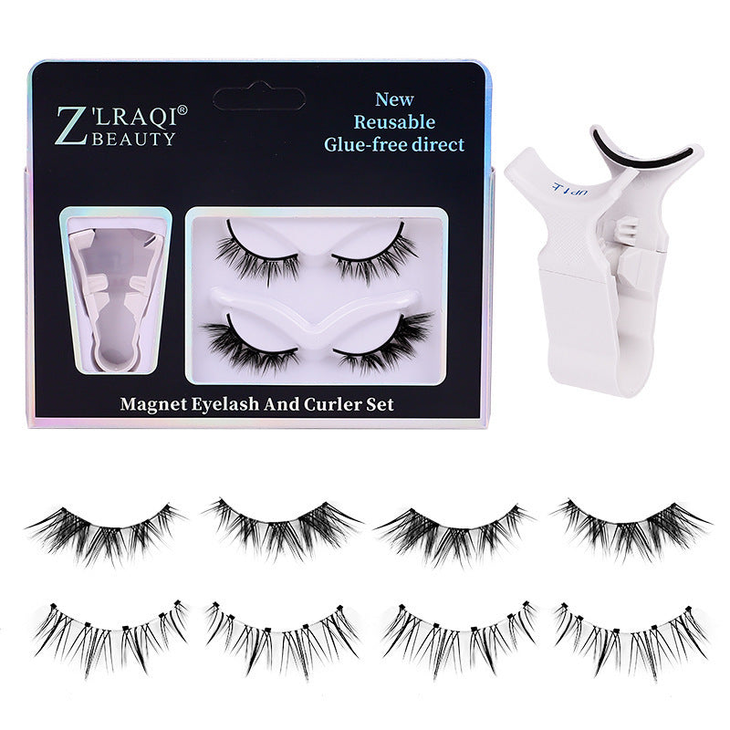 Magnetic Suction False Eyelashes Set with Cotton Dry See Package - Teleplus piece magnetic suction false eyelashes