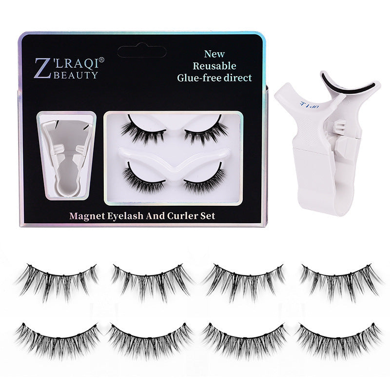 Magnetic Suction False Eyelashes Set with Cotton Dry See Package - Teleplus piece magnetic suction false eyelashes