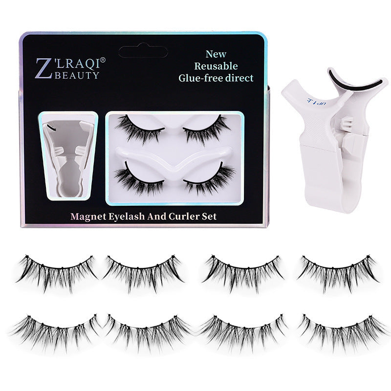 Magnetic Suction False Eyelashes Set with Cotton Dry See Package - Teleplus piece magnetic suction false eyelashes