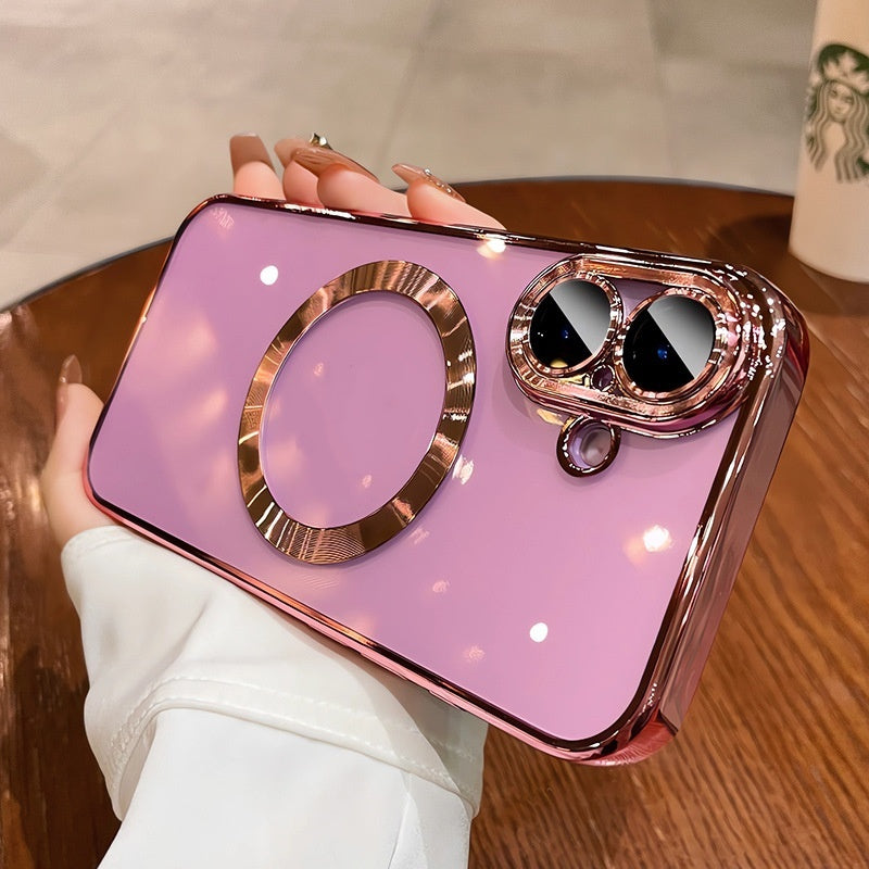 Magnetic Suction Phone Case with Lens Protector No Logo Desert Gold Silver Purple lens protector logo magnetic