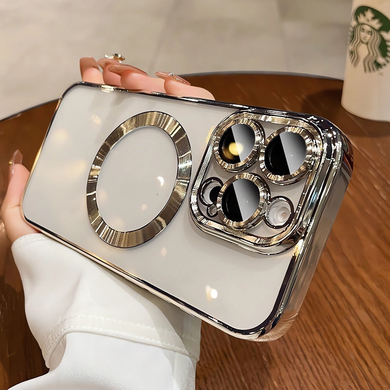 Magnetic Suction Phone Case with Lens Protector No Logo Desert Gold Silver Purple lens protector logo magnetic