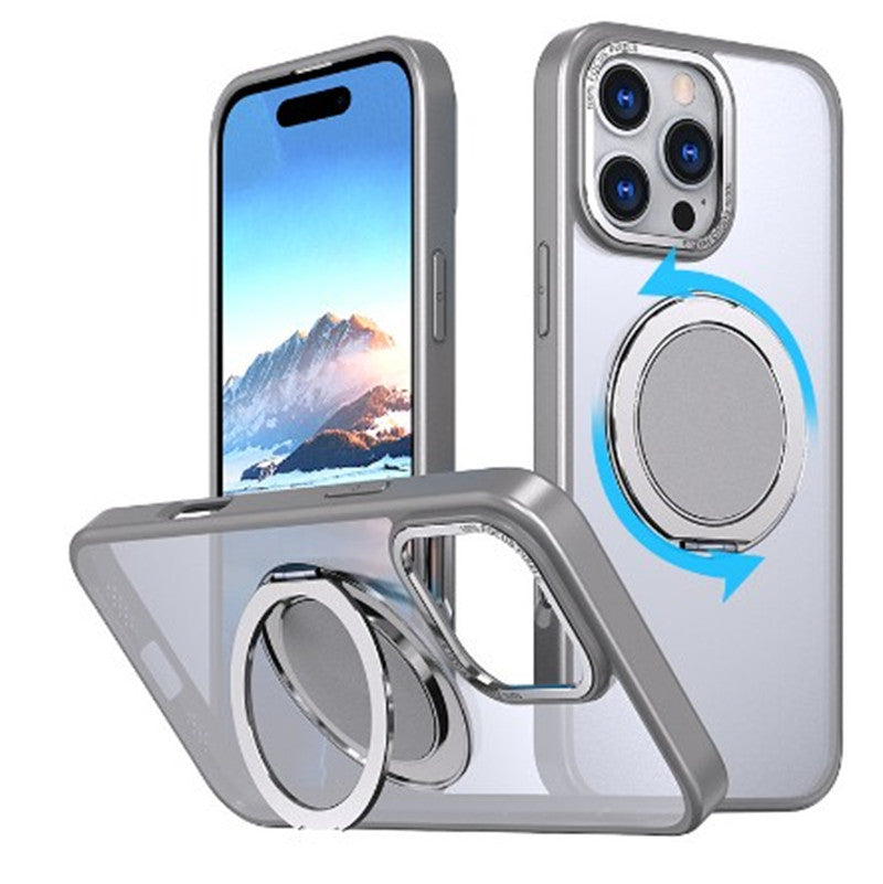 Magnetic Transparent 360 Rotating Bracket With Fulcrum Drop-resistant Phone Case - Magnetic 360 Rotating Bracket