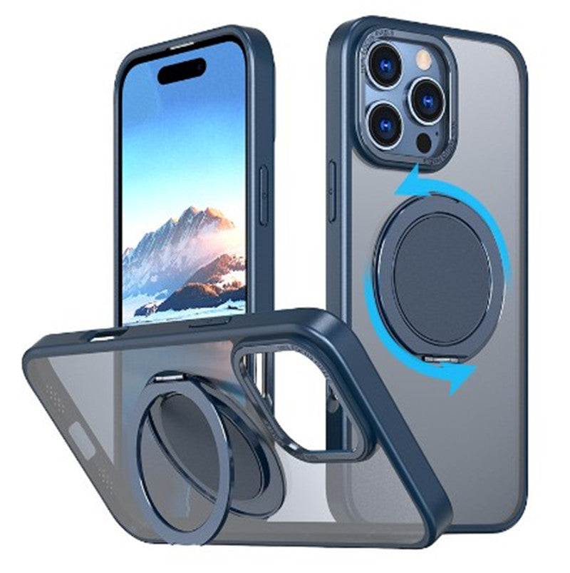 Magnetic Transparent 360 Rotating Bracket With Fulcrum Drop-resistant Phone Case - Magnetic 360 Rotating Bracket