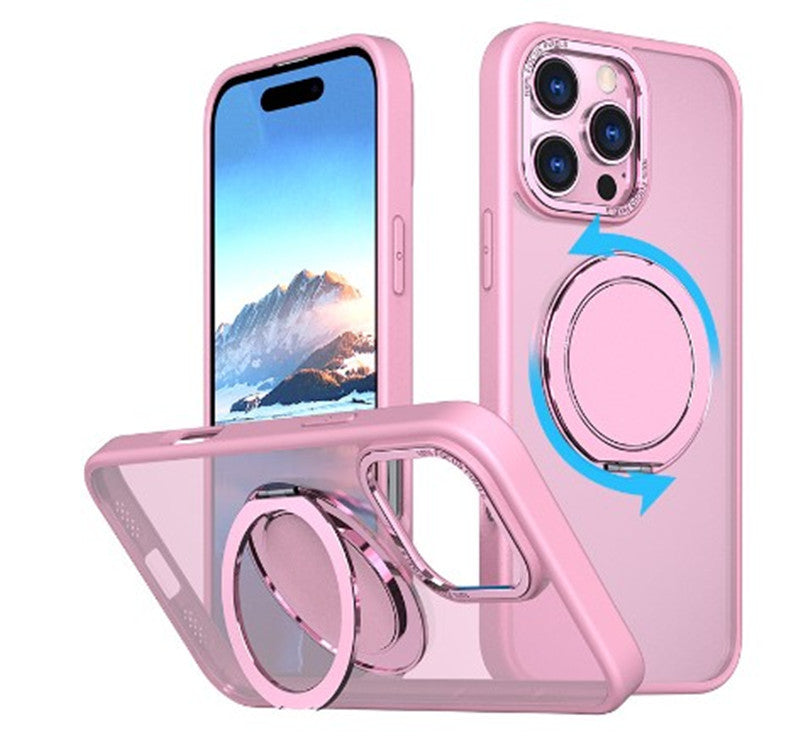 Magnetic Transparent 360 Rotating Bracket With Fulcrum Drop-resistant Phone Case - Magnetic 360 Rotating Bracket