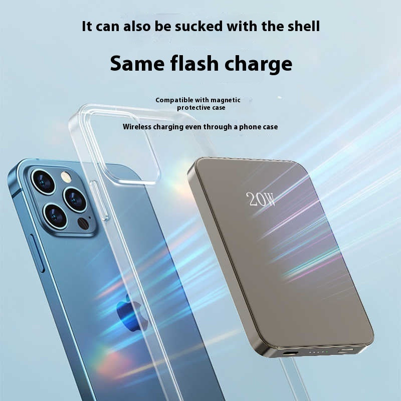 Magnetic Wireless Power Bank 5000mAh Portable Compact Fast Charging - compact portable wireless magnetic power bank