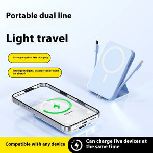 Magnetic Wireless Power Bank Large Shell Plastic Industrial Style 106x72x20.8mm - Teleplus cable magnetic wireless