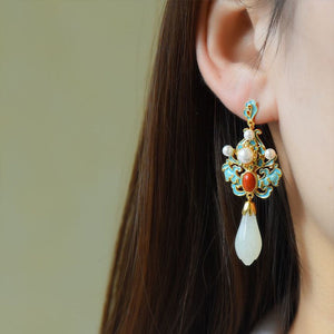 Electroplated Magnolia Ear Studs Copper Animal Zodiac Silver Earrings Unisex - Sparkle Like a with Antique united