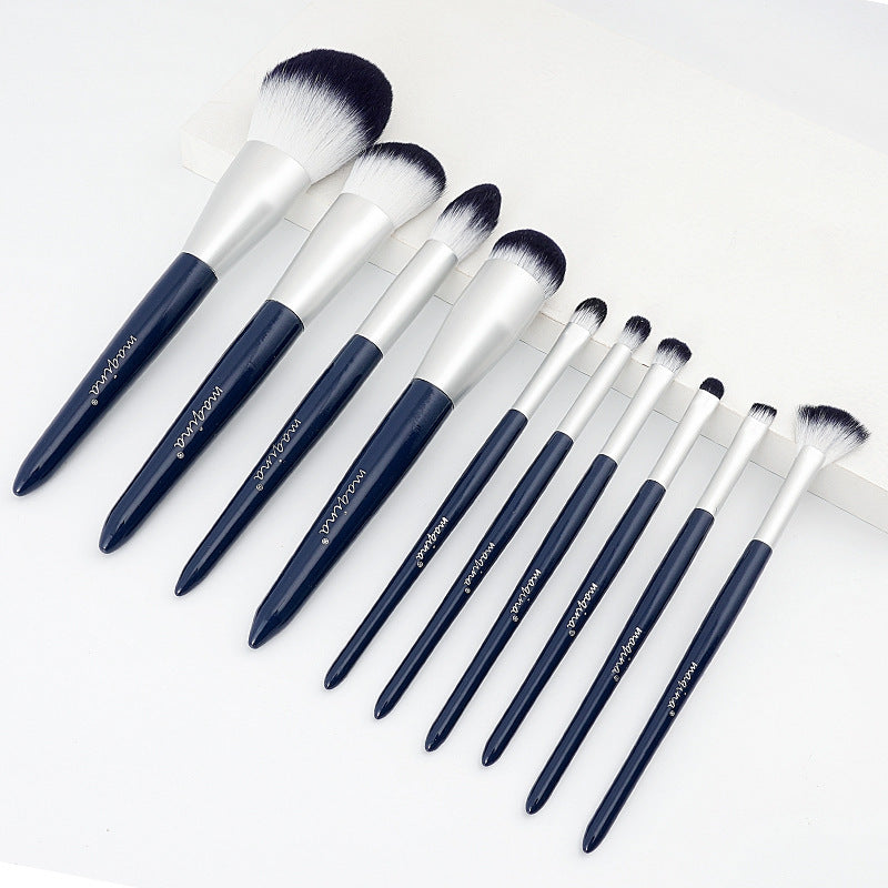 Makeup Brush Suit 10 Piece Set with Bag 14.5cm Length Blue Artificial Fiber - makeup brush suit artificial fiber length
