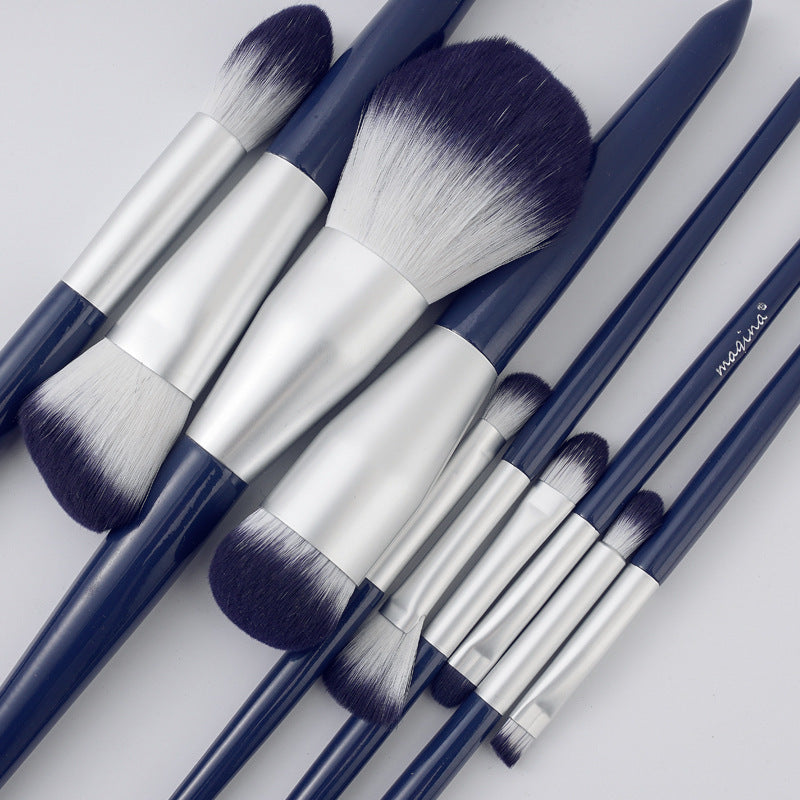Makeup Brush Suit 10 Piece Set with Bag 14.5cm Length Blue Artificial Fiber - makeup brush suit artificial fiber length