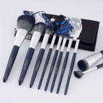 Makeup Brush Suit 10 Piece Set with Bag 14.5cm Length Blue Artificial Fiber - makeup brush suit artificial fiber length