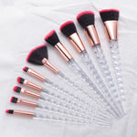 Makeup Brush with Transparent Glitter Spiral Pattern and Colored Handle - Colorful makeup brush transparent glitter