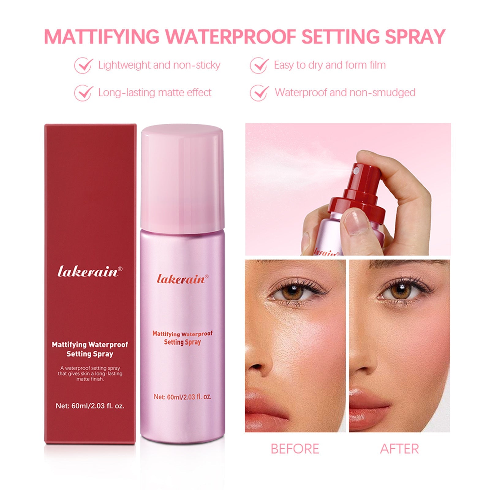Makeup Mist Spray Waterproof Fixing for Matte Effect 60ml - makeup mist spray matte effect waterproof