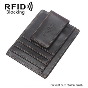 Male Coffee Brown Leather Wallet made of Top Layer Cowhide for United States - Ultra-thin Secret Agents Just in Case