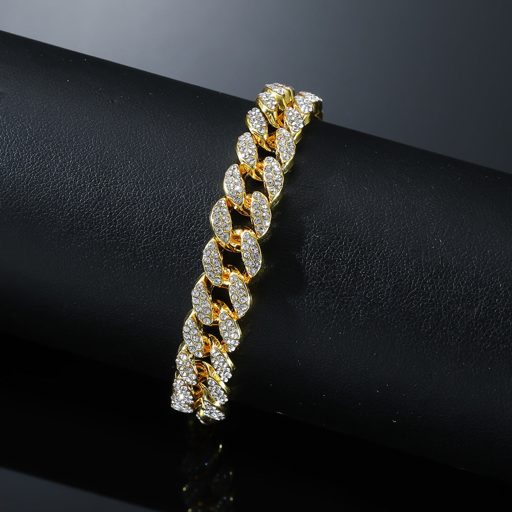 Male Creative Versatile Full Diamond Cuban Chain Foot Chain - Male Creative Full Diamond Cuban Foot Chain Jewelry