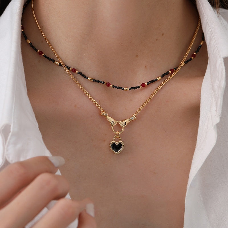 Love Lanyard Water Coat with Crystal Beads and Dripping Pendant for Women - Manual Oil manual oil dripping pendant