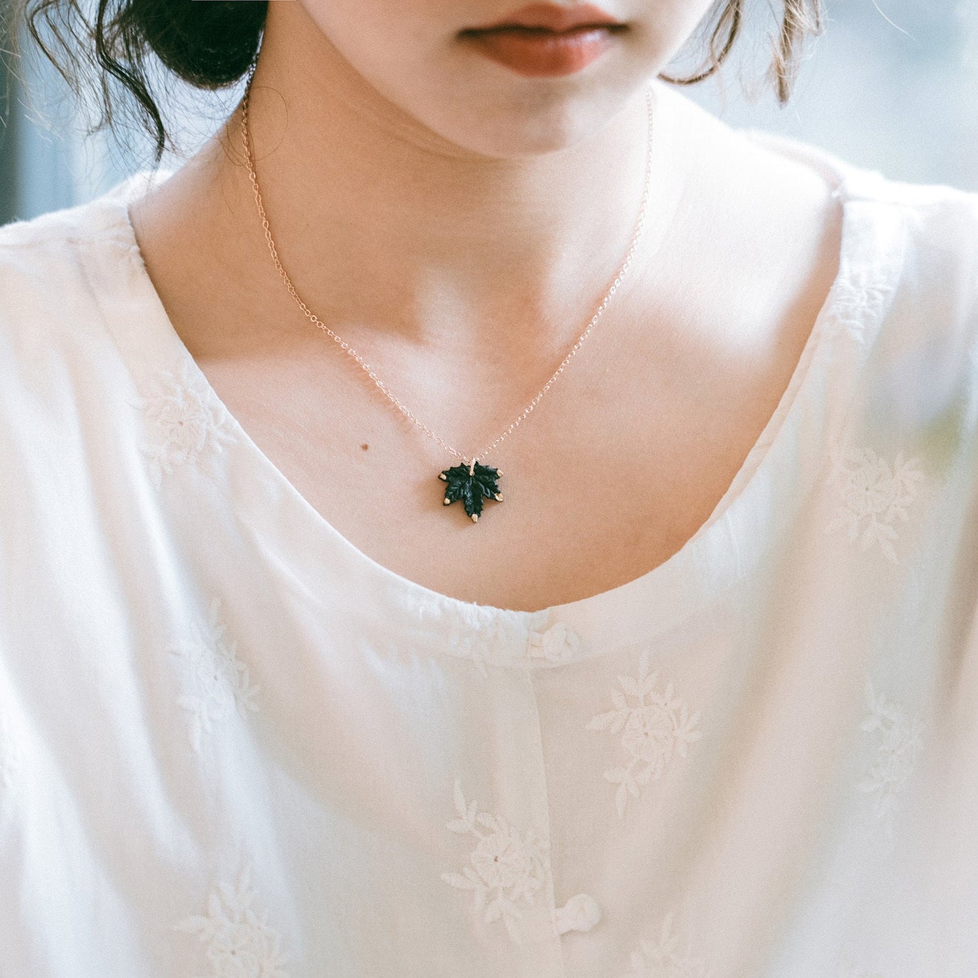 Maple Leaf Chain for Women US and CHF Jewelry Extension Light Green White Black - Necklace Sweetness Stylish Necklines