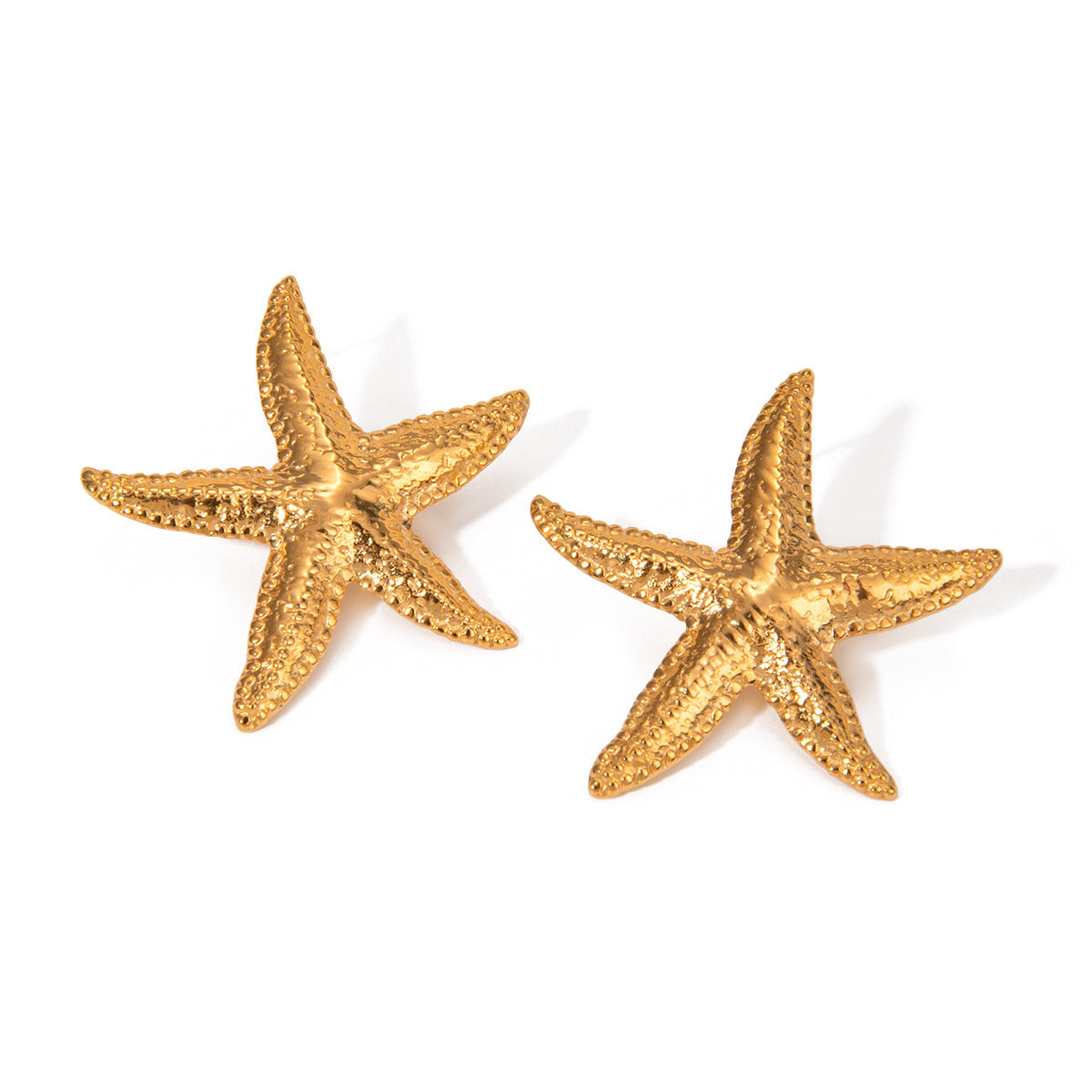 Marine Shell 18K Gold Stainless Steel Starfish Earrings - Starfish Earrings that Shine Like 18K Gold Magic