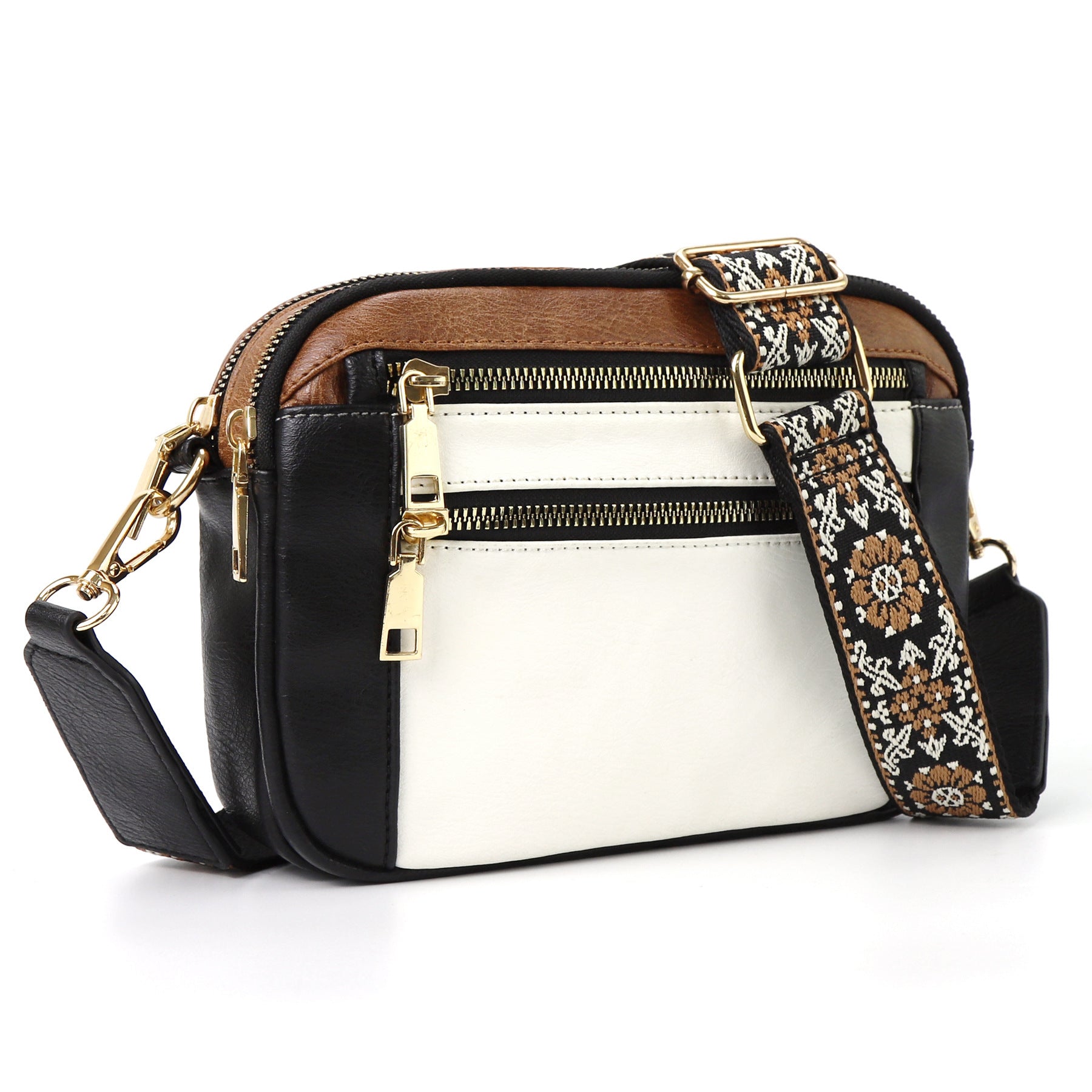 Matching Multifunctional Zipper Crossbody Bag with Cow Color Variations - cow color matching multifunctional zipper