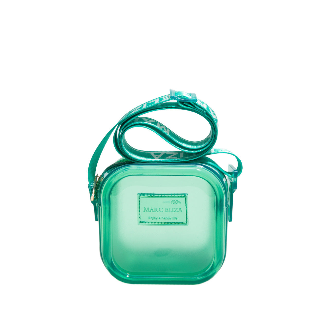 Medium Plastic Suitcase Shoulder Bag with Zipper Pocket and Polyester Lining