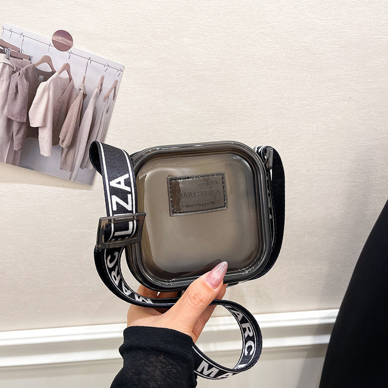 Medium Plastic Suitcase Shoulder Bag with Zipper Pocket and Polyester Lining