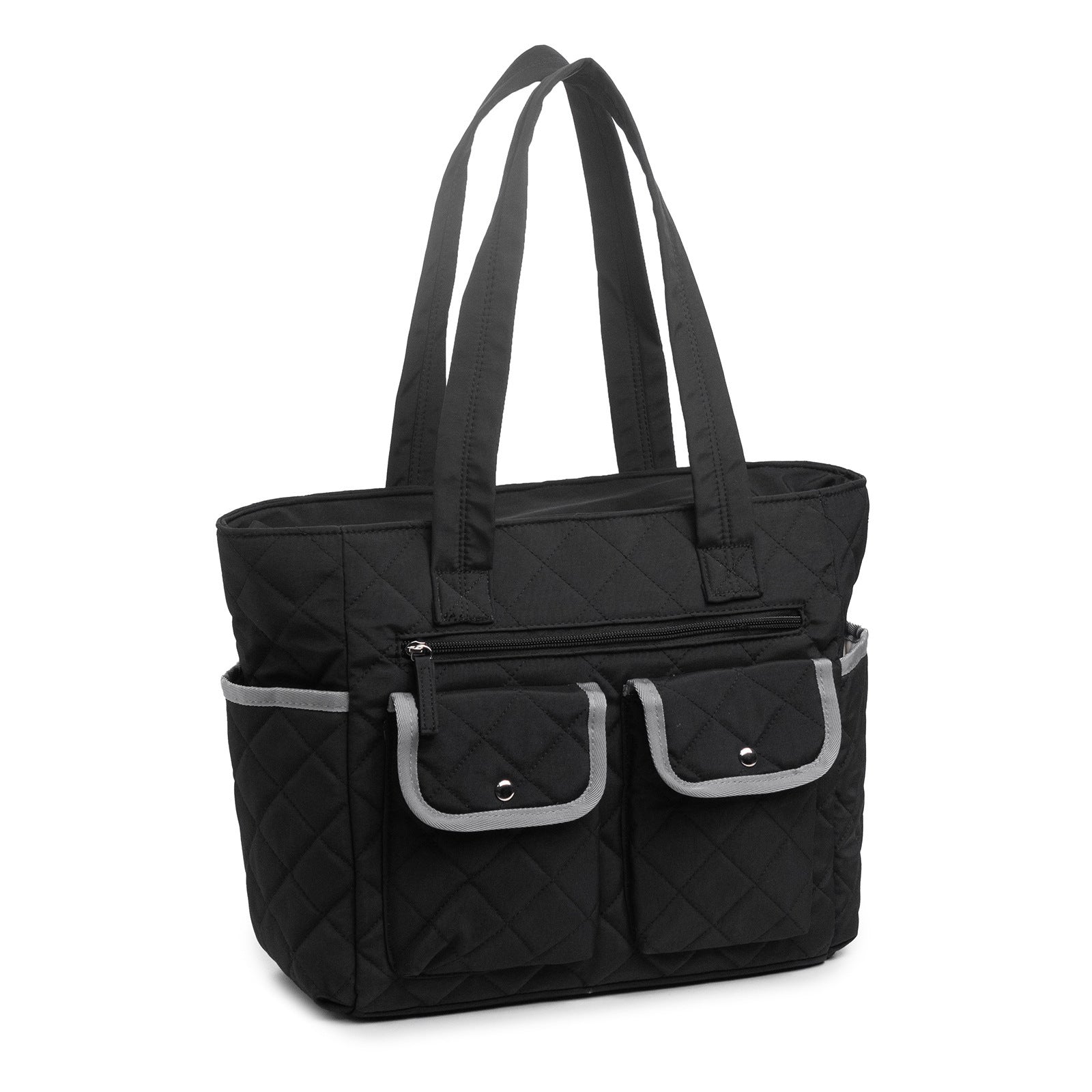 Medium Polyester Suitcase with Strap Pockets and Stylish Contrast Stitching - Teleplus handbag strap pockets