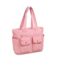 Medium Polyester Suitcase with Strap Pockets and Stylish Contrast Stitching - Teleplus handbag strap pockets
