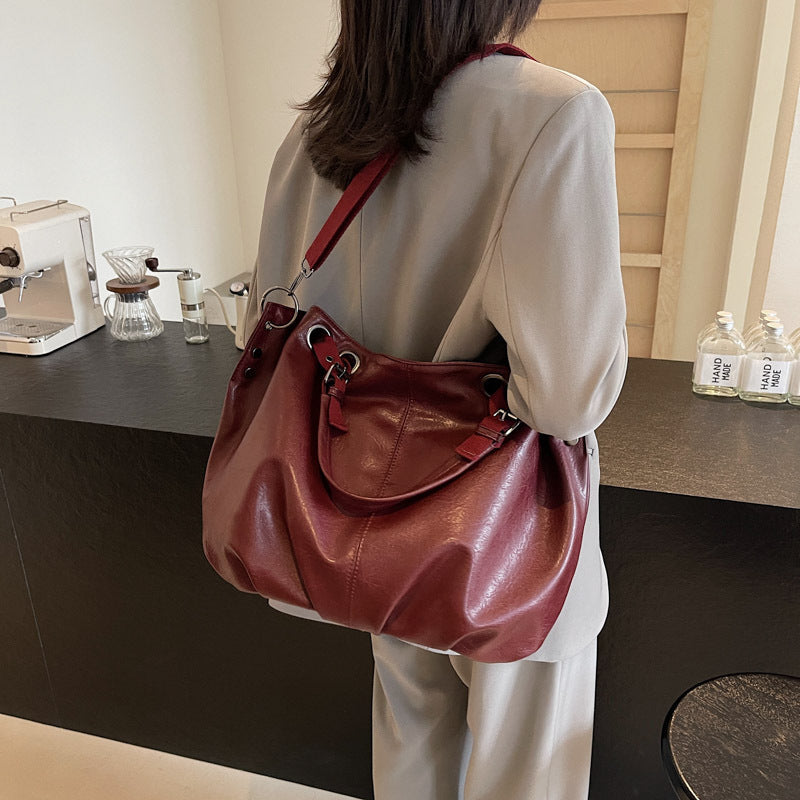 Medium PU Leather Shoulder Bag with Zipper Pocket for Women Daily - Teleplus
