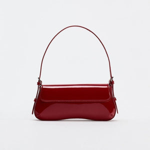 Medium PU Shoulder Bag Wine Red Black with Single Strap and Polyester Lining - Teleplus shoulder bag