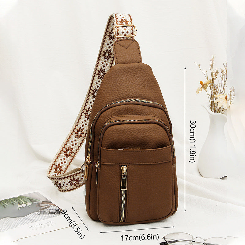 Medium PU Shoulder Bag with Zipper Pocket for Daily Use 17x9x30cm - Teleplus Store