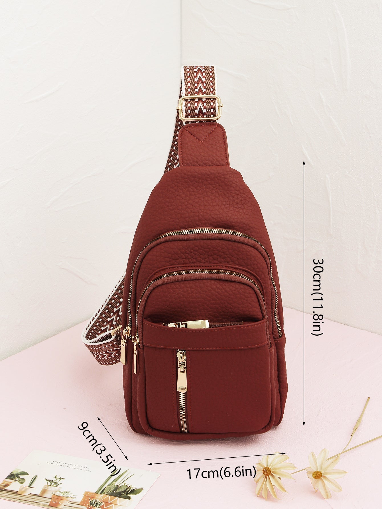 Medium PU Shoulder Bag with Zipper Pocket for Daily Use 17x9x30cm - Teleplus Store