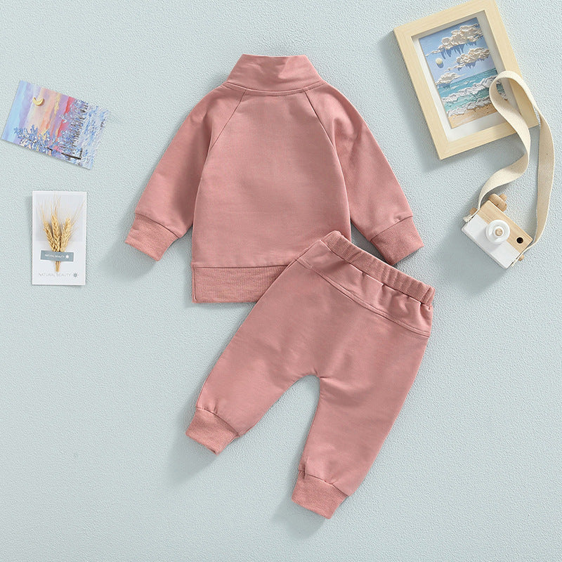 Men’s And Women’s Clothes For Babies Candy-colored Zipper Collar Autumn Suit - Candy-Colored Baby Suits for Tiny