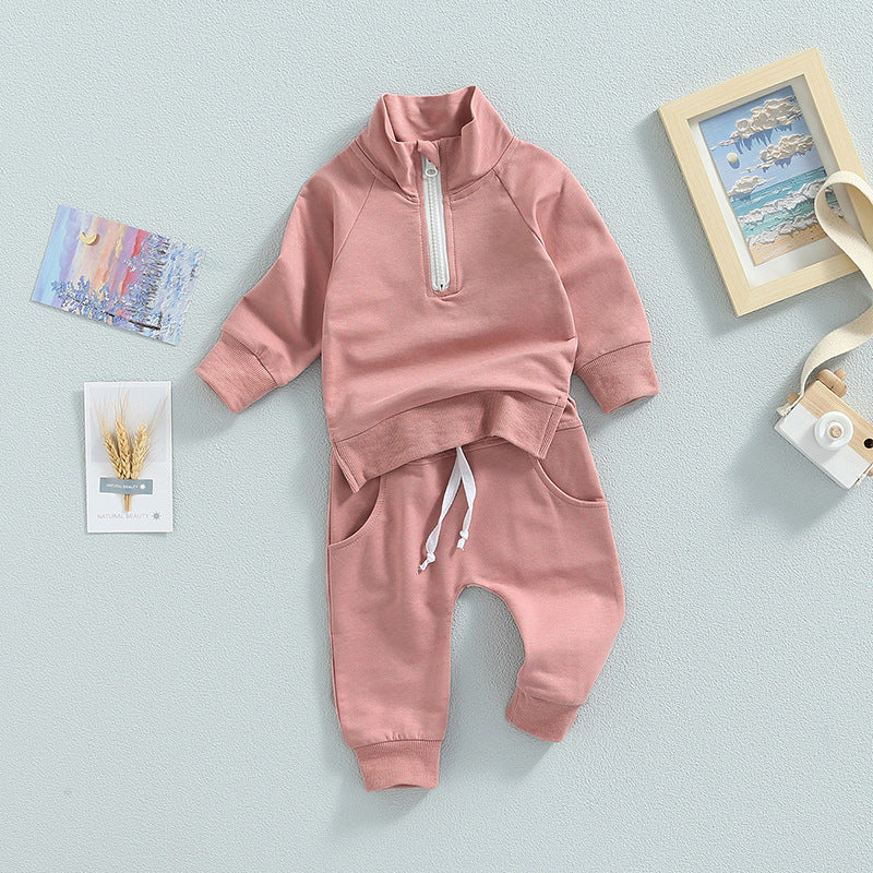 Men’s And Women’s Clothes For Babies Candy-colored Zipper Collar Autumn Suit - Candy-Colored Baby Suits for Tiny