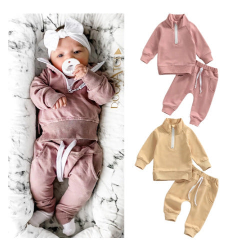 Men’s And Women’s Clothes For Babies Candy-colored Zipper Collar Autumn Suit - Candy-Colored Baby Suits for Tiny