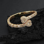 United States Zircon Bracelet with Heart Shape Hip Hop Style in Gold or Platinum - Men’s and Women’s Heart-shaped
