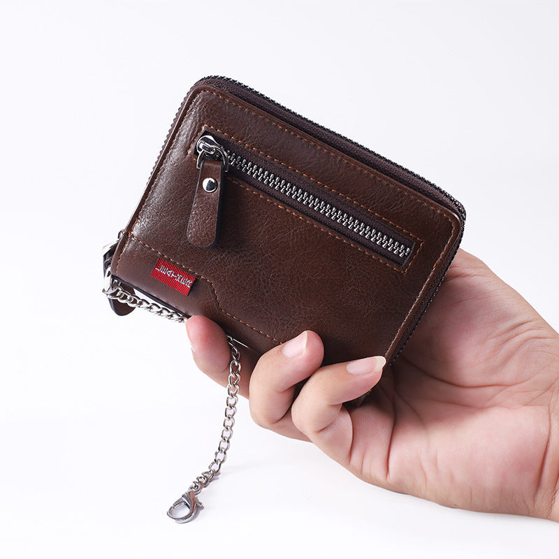 Mens Bifold Wallet PU Leather Slim RFID Blocking Black Brown Rustic