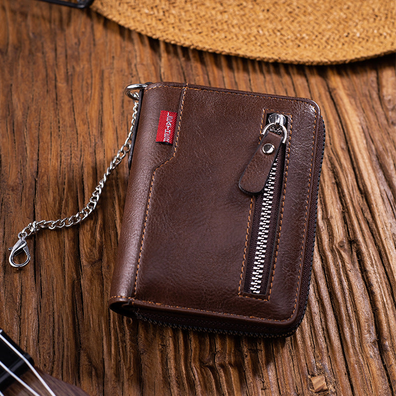 Mens Bifold Wallet PU Leather Slim RFID Blocking Black Brown Rustic