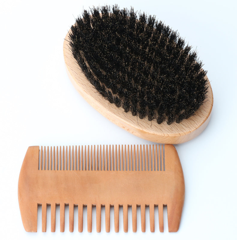 Beard Brush with Pig Bristles and Cloth Bag Combination for Men - Combo Stylish Mane Maintenance beard brush cloth bag