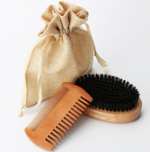 Beard Brush with Pig Bristles and Cloth Bag Combination for Men - Combo Stylish Mane Maintenance beard brush cloth bag